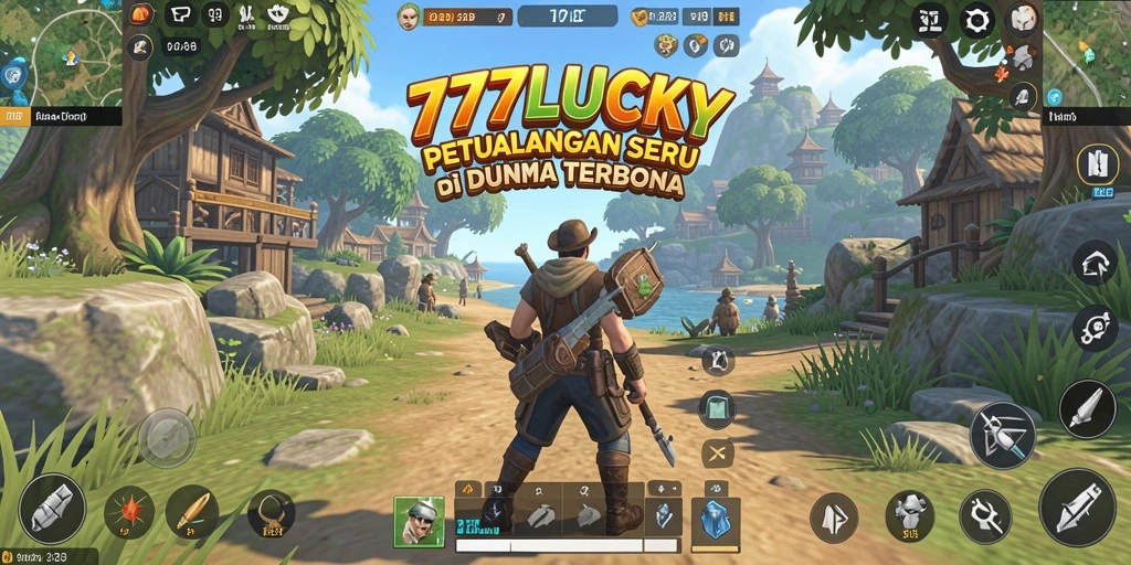 Tangkapan layar gameplay menampilkan aksi petualangan di dunia terbuka 777LUCKY.