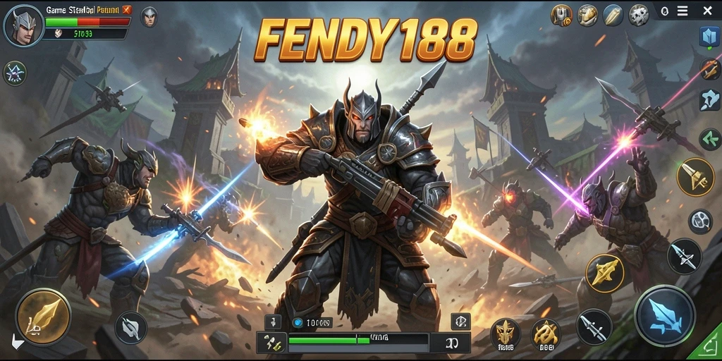 Tangkapan layar gameplay FENDY188 menampilkan pertarungan strategis yang intens.