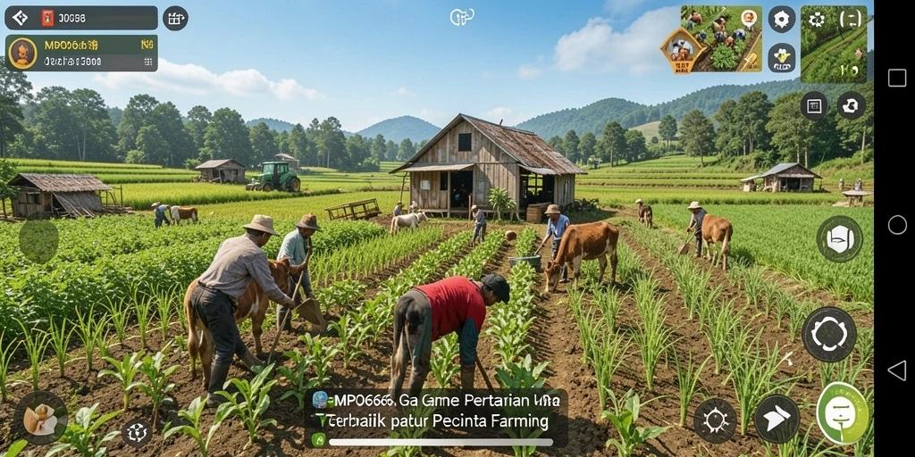 Gambar gameplay MPO666 yang menampilkan aktivitas bertani.