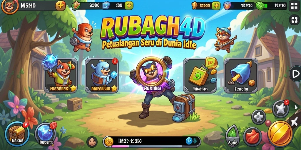 Tampilan dalam game RUBAH4D dengan karakter yang bergerak dan mengumpulkan item.